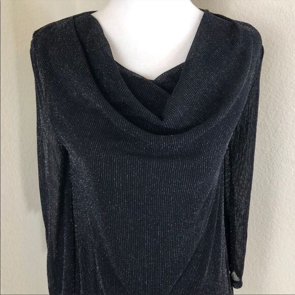 Cable & Gauge Black Drape Neck Semi Sheer Top Size S NWT - Picture 3 of 8